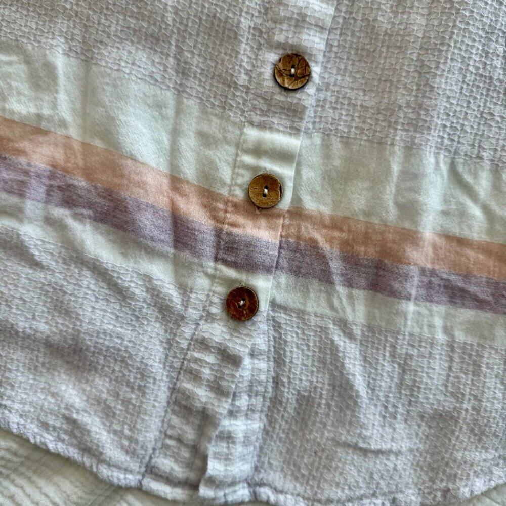 Cotton Gauze Button Back Blouse Women's Medium Coastal Soft Girl Spring Vacation - Picture 9 of 12